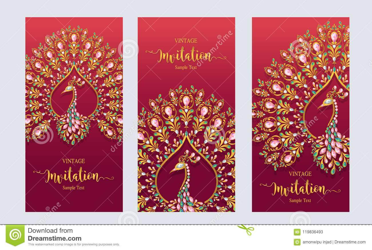 Wedding Invitation Card Templates . Stock Vector Regarding Indian Wedding Cards Design Templates