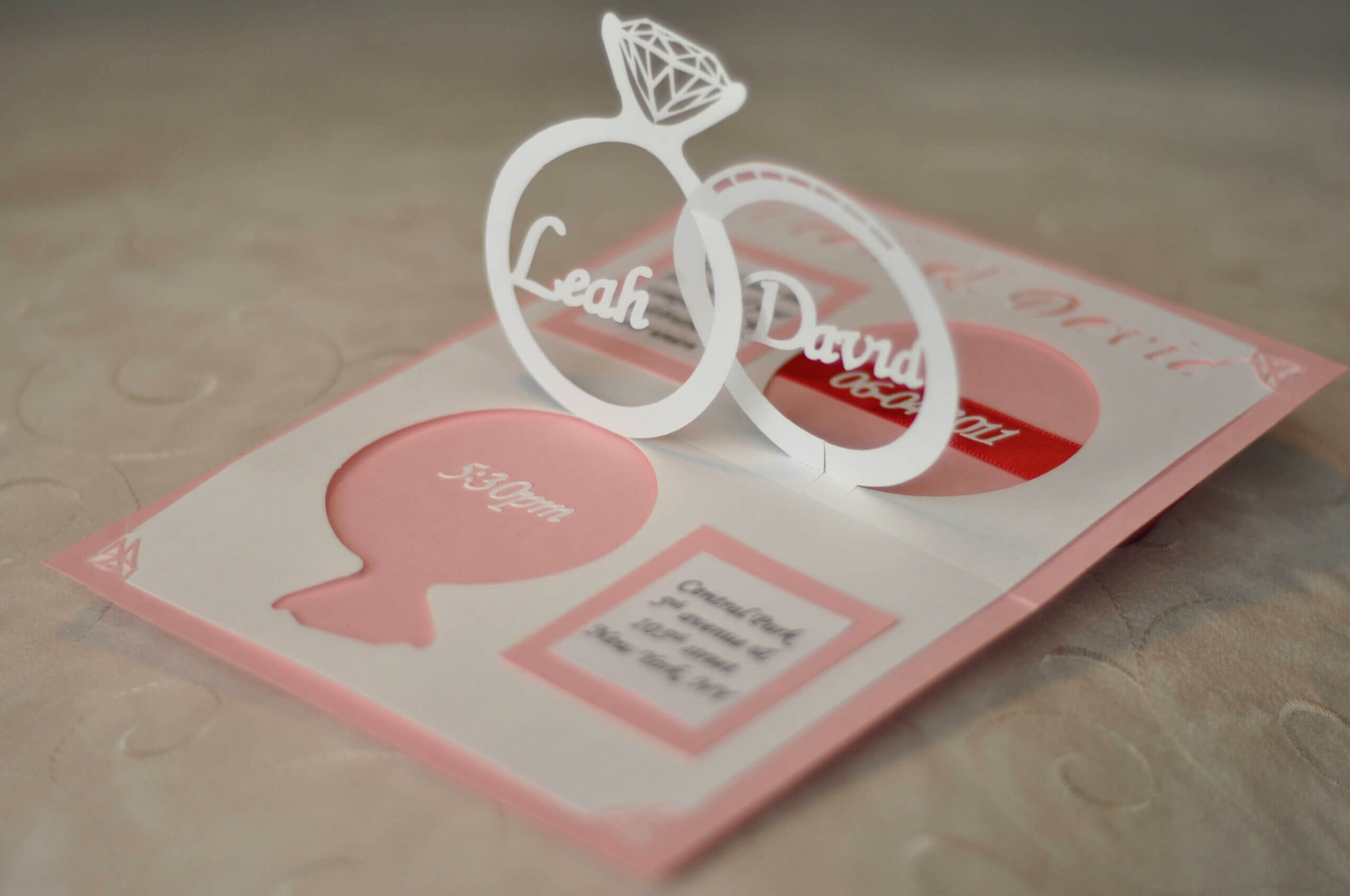 Wedding Invitation Linked Rings Pop Up Card Template In Wedding Pop Up Card Template Free