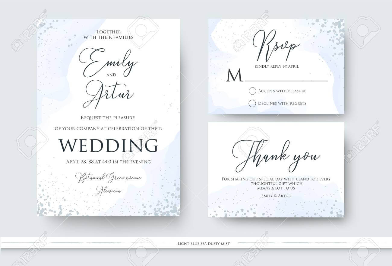 Wedding Invite, Thank You, Rsvp Card Design Set With Abstract.. With Free Printable Wedding Rsvp Card Templates