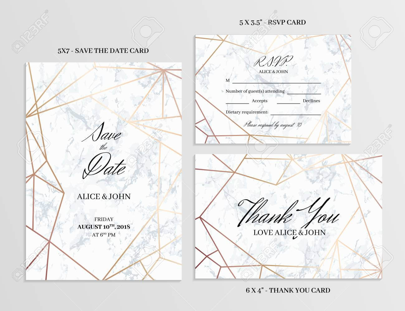 Wedding Set. Save The Date, Thank You And R.s.v.p. Cards Template.. With Regard To Free Printable Wedding Rsvp Card Templates