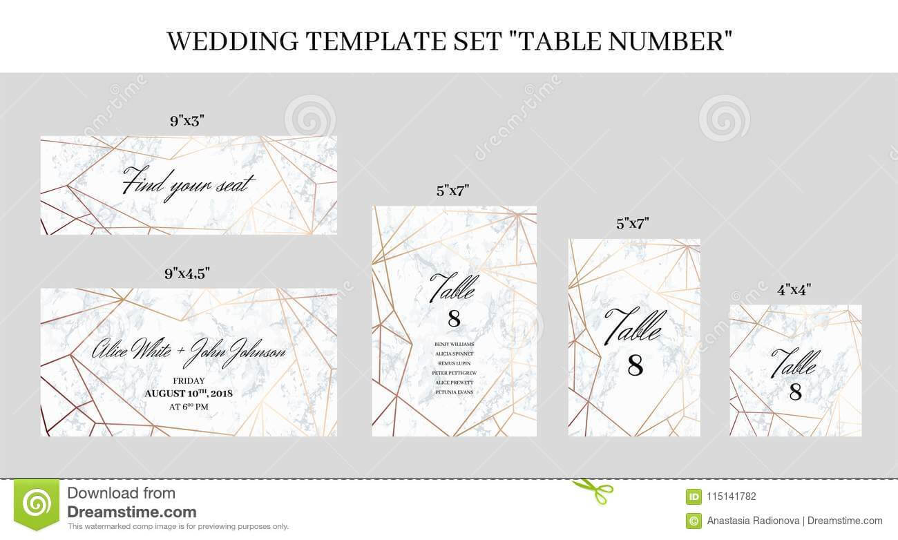 Wedding Template Set Table Number Cards Stock Vector Inside Table Number Cards Template