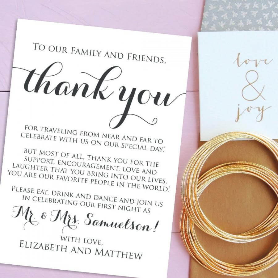 Wedding Thank You Cards, Welcome Letter Printable, Wedding Pertaining To Template For Wedding Thank You Cards