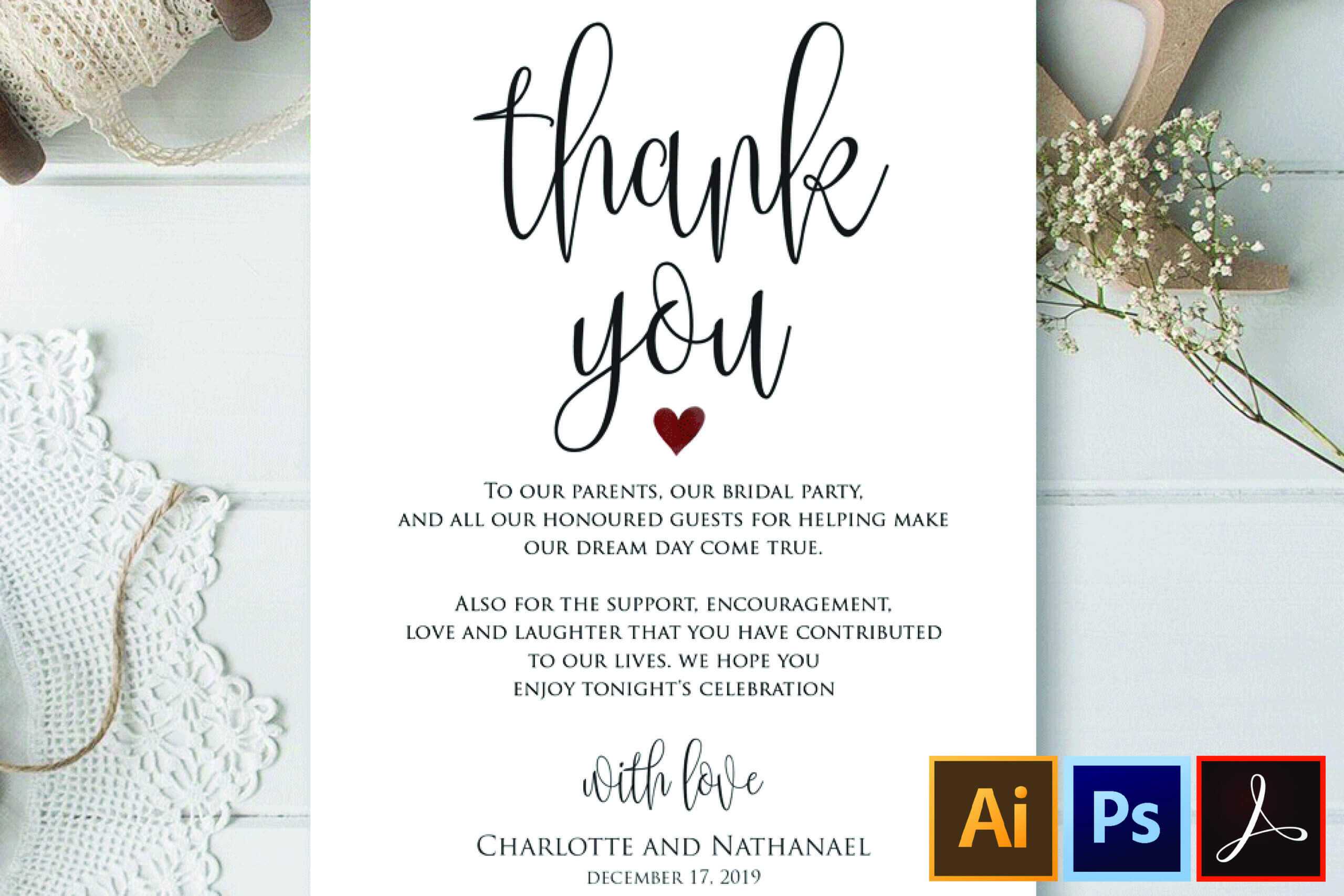 Wedding Thank You Note Printable Thank You Card Template Inside Thank 