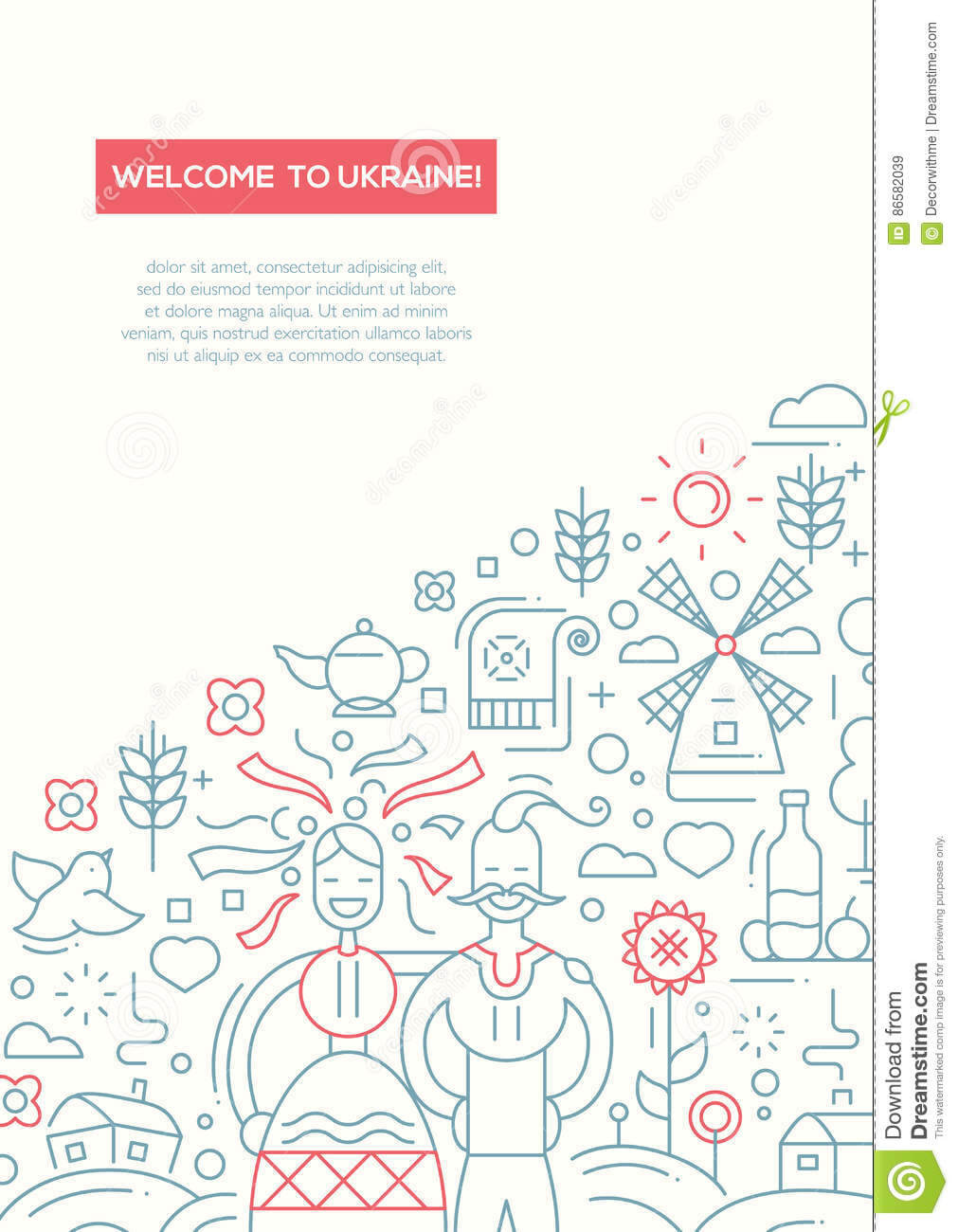 Welcome To Ukraine  Line Design Brochure Poster Template A4 In Welcome Brochure Template