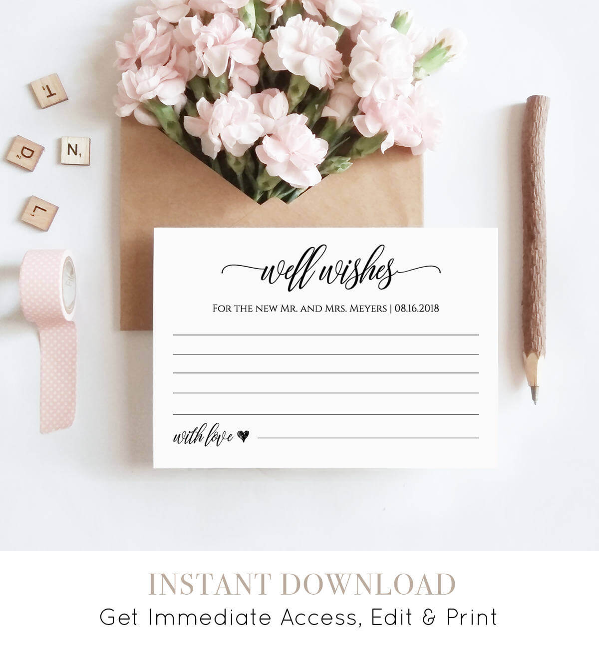 Well Wishes Printable, Wedding Advice Card Template For With Regard To Marriage Advice Cards Templates