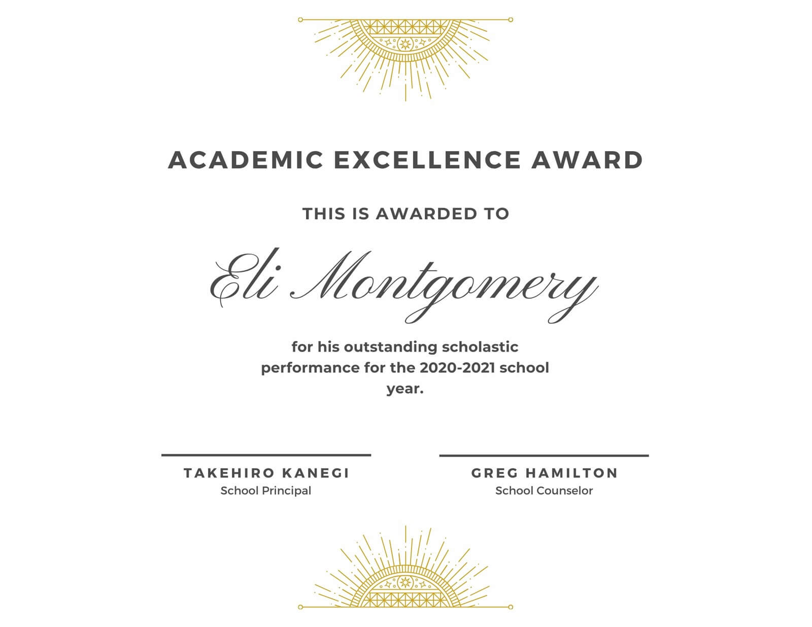 White & Gold Elegant Academic Award Certificate - Templates Throughout Academic Award Certificate Template