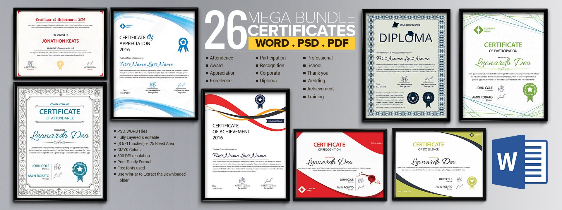Word Certificate Template - 53+ Free Download Samples Throughout Award Certificate Templates Word 2007