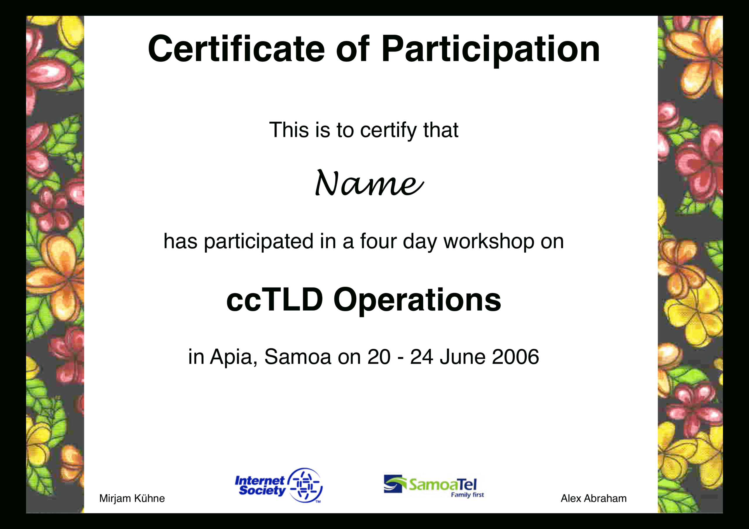 Workshop Participation Certificate | Templates At With Certificate Of Participation In Workshop Template
