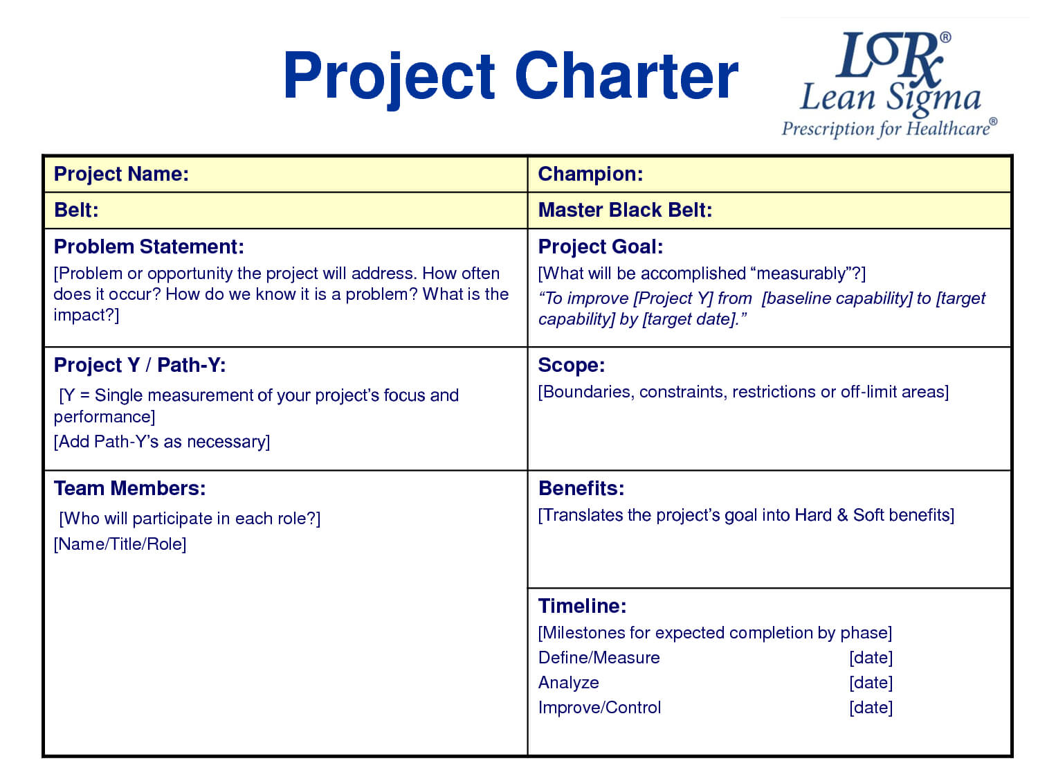 project charter powerpoint template