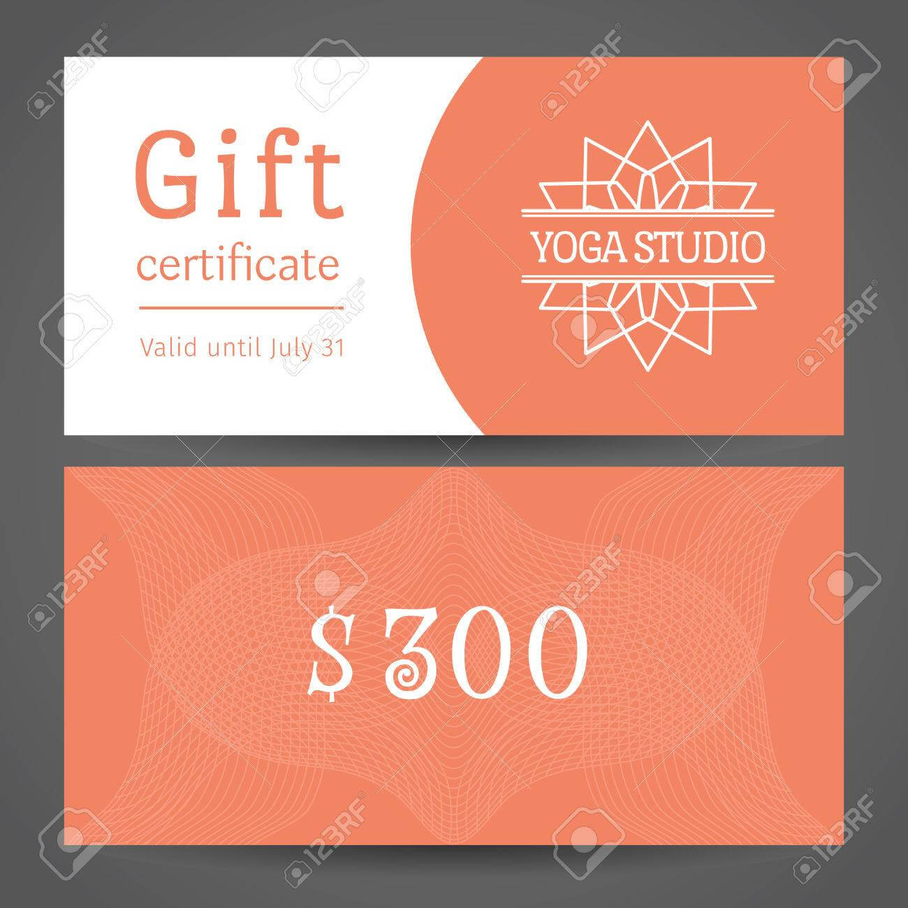 Yoga Ornamental Gift Certificate. Vector Editable Template Include Front  And Back Side For Relax Or Spa Center, Yoga Studio, Healthcare And Intended For Yoga Gift Certificate Template Free